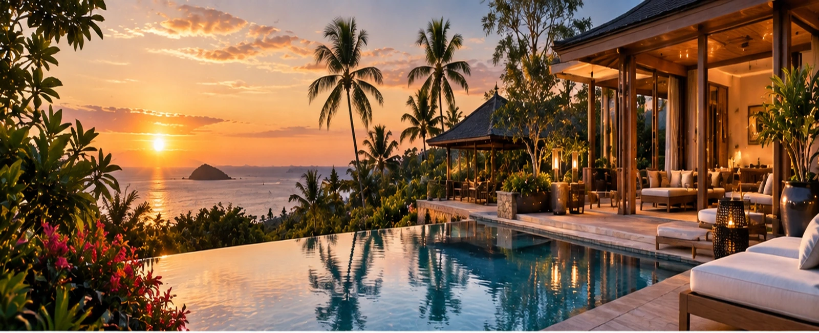 Anantara vacation club tropical resort with infinity pool and sunset ocean view