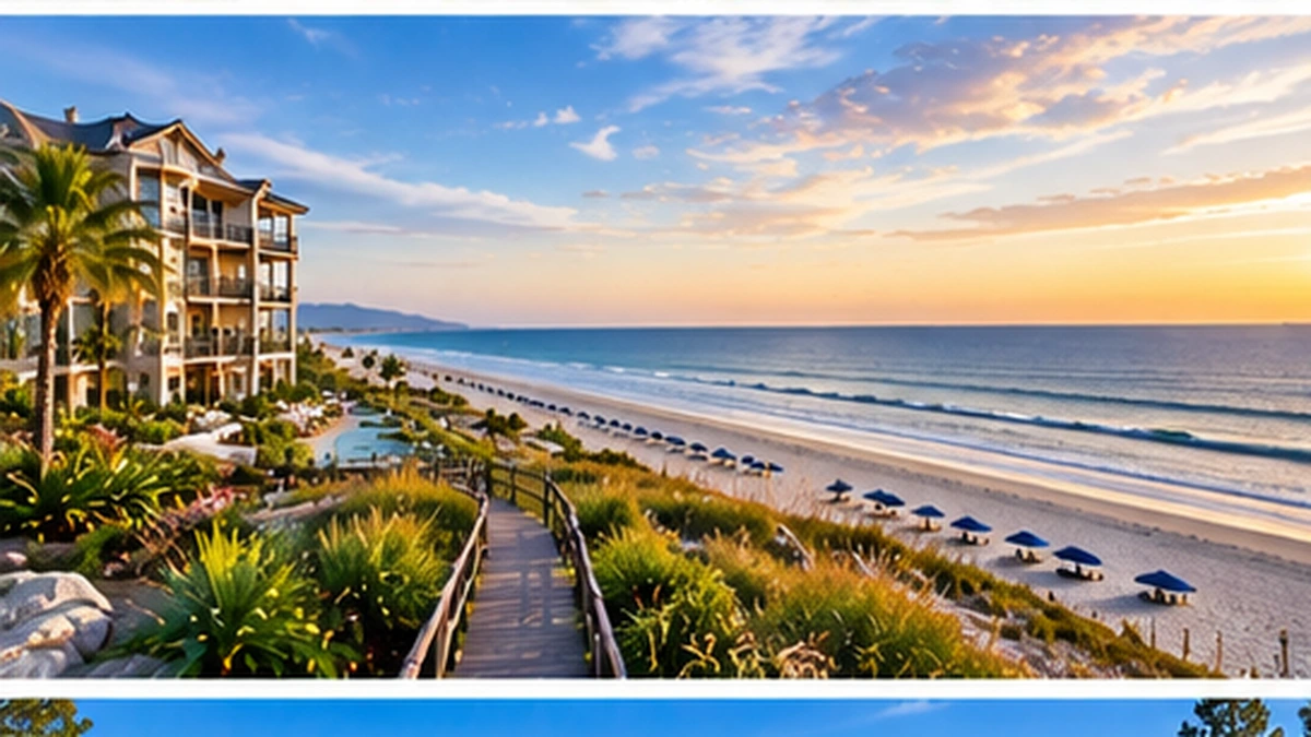 Bluegreen beach vacation resort beside a wide sandy coast and ocean