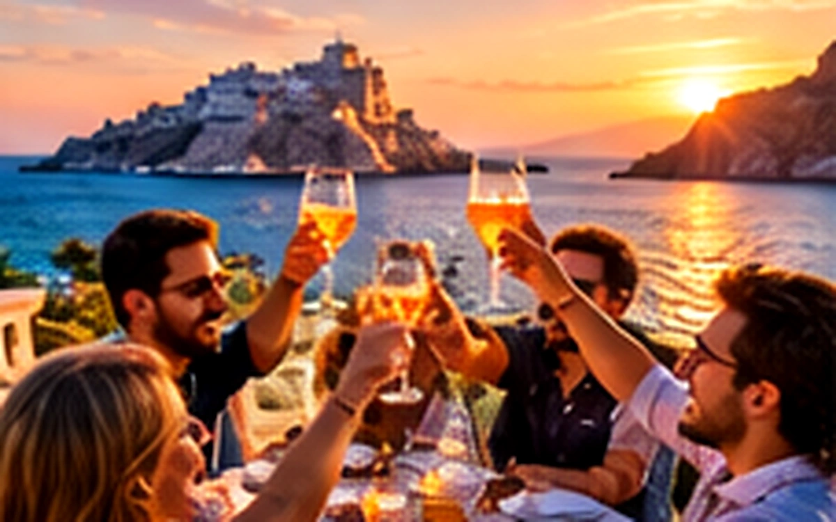 Friends celebrating together on a scenic group travel getaway