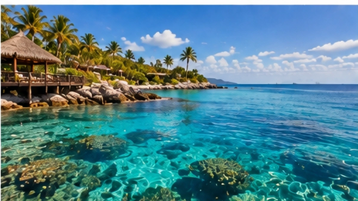 All inclusive Cozumel beach resort beside clear Caribbean snorkeling water