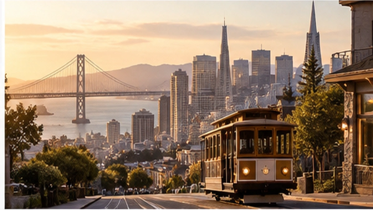 Luxury residence setting overlooking San Francisco skyline and bay